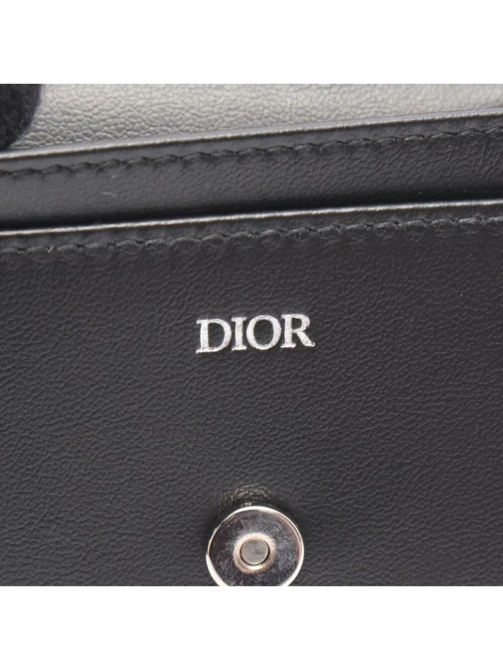 Dior Card Case Oblique Perforated Black Leather